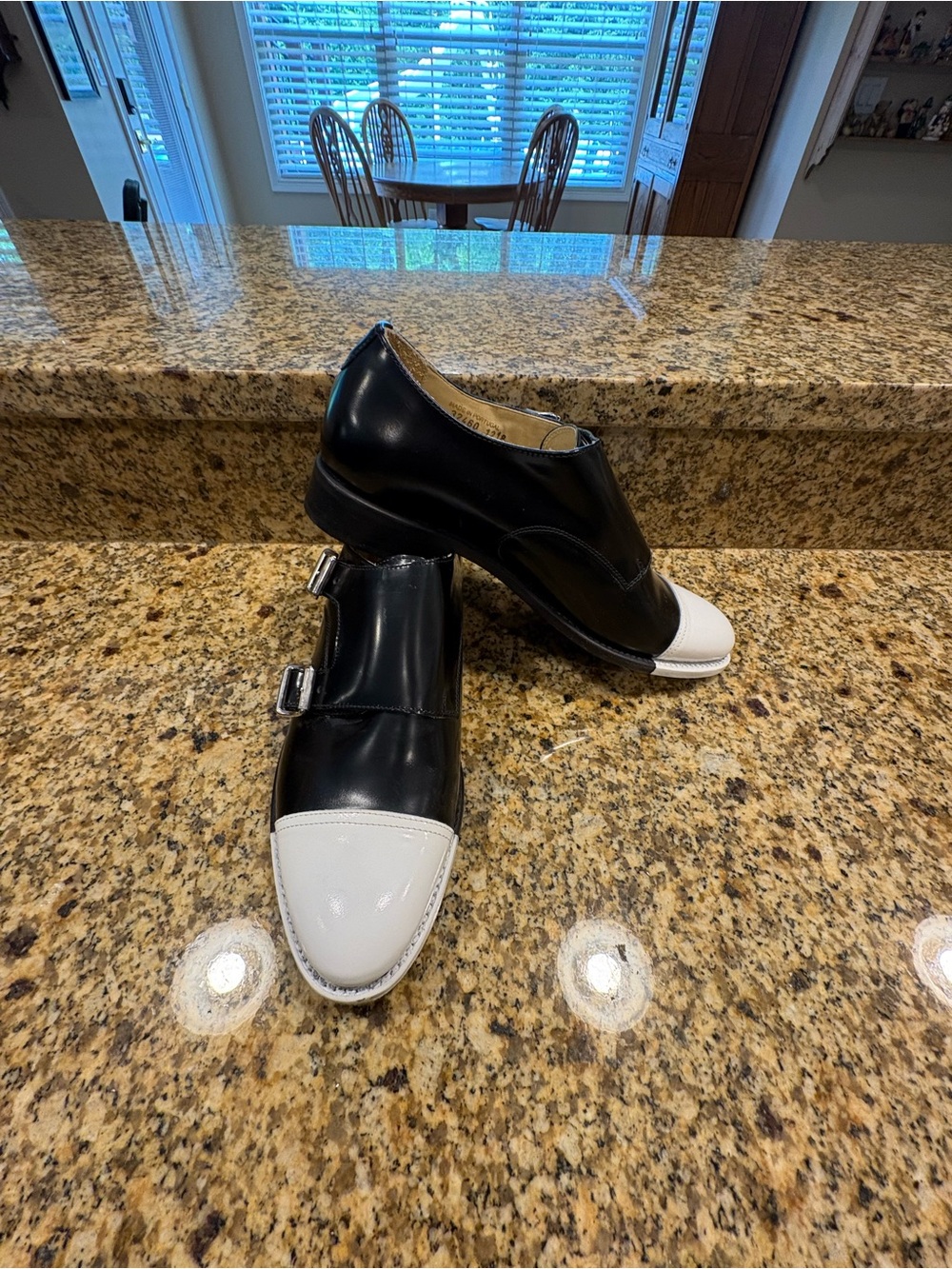 The Office of Angela Scott - Mr. Colin’s Black/White Dbl Monk Strap Leather 39 9